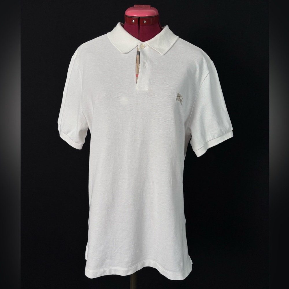 Burberry White Polo Shirt with Check Detail